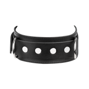 Rimba - Lederhalsband mit doppeltem D-Ring - Schwarz - Laced-up.nl