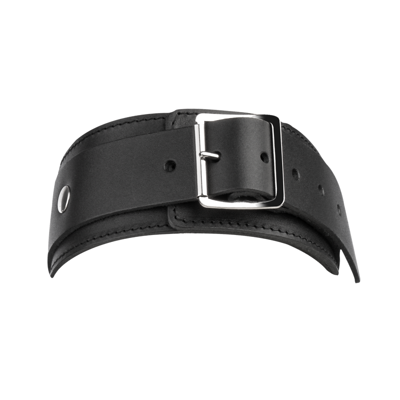 Rimba - Lederhalsband mit doppeltem D-Ring - Schwarz - Laced-up.nl