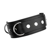 Rimba - Lederhalsband mit doppeltem D-Ring - Schwarz - Laced-up.nl