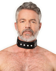 Rimba - Lederhalsband mit doppeltem D-Ring - Schwarz-Laced-up.nl