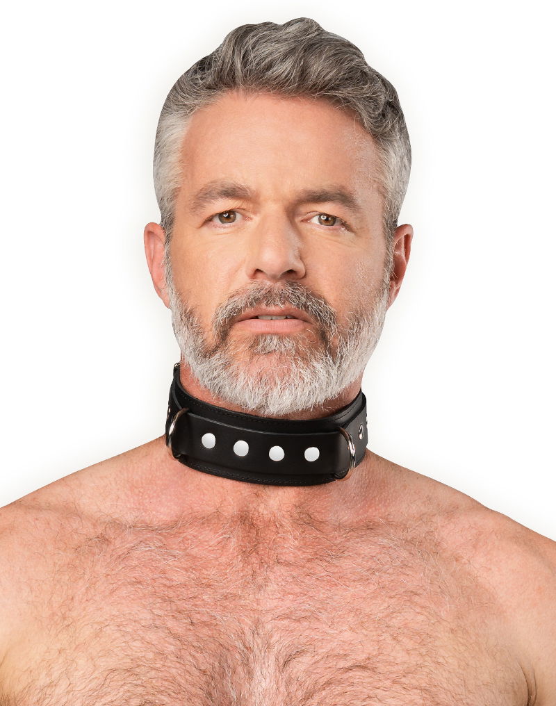 Rimba - Lederhalsband mit doppeltem D-Ring - Schwarz-Laced-up.nl