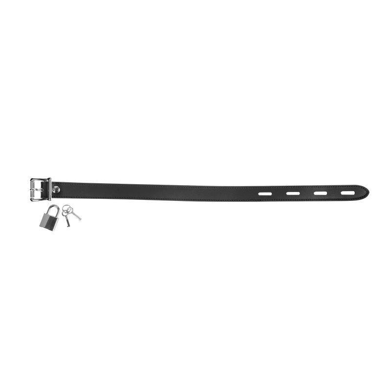 Rimba - Leather Collar with Padlock Clasp - Black-Laced-up.nl