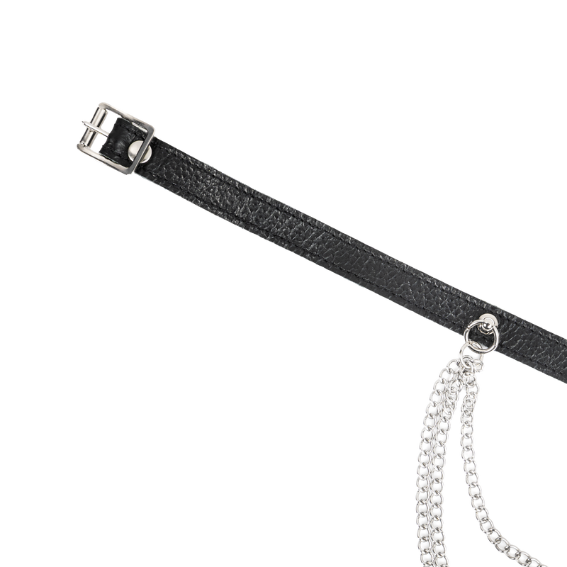 Rimba - Leather Collar with Metal Chains - Black/Silver-Laced-up.nl