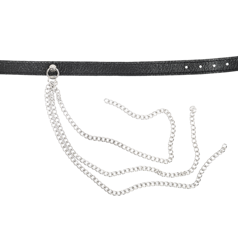 Rimba - Leather Collar with Metal Chains - Black/Silver-Laced-up.nl