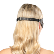 Rimba - Lederen Masker met Kettingdecoratie - Zwart & Zilver-Erotiekvoordeel.nl