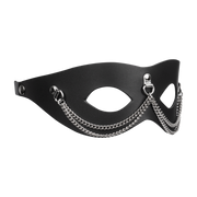 Rimba - Lederen Masker met Kettingdecoratie - Zwart & Zilver-Erotiekvoordeel.nl