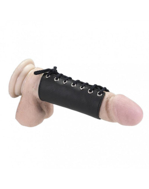 Rimba - Lederen Penis Sleeve - Met Veter - Zwart-Erotiekvoordeel.nl