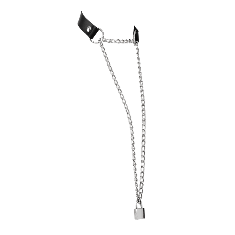 Rimba - Leather Choke Collar with Padlock - Black & Silver-Laced-up.nl