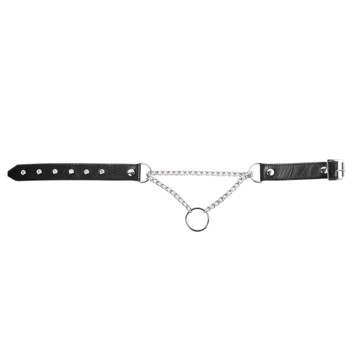 Rimba - Leder-Strangkragen mit O-Ring - Schwarz/Silber-Laced-up.nl