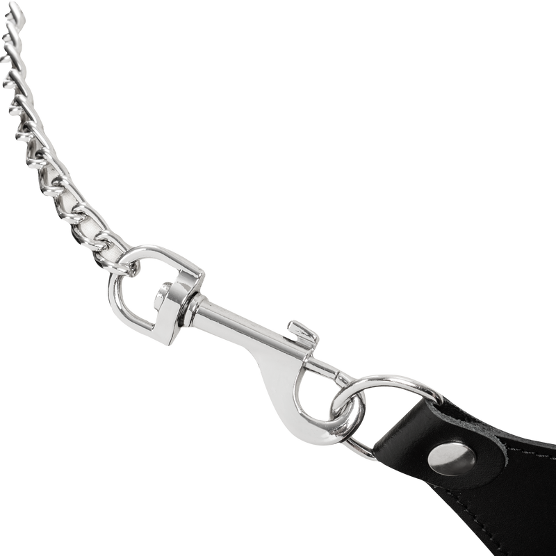 Rimba - Lederen string met afneembare kettingen - Zwart/Zilver-Erotiekvoordeel.nl