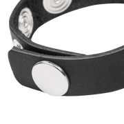 Rimba - Leather Cock Ring with Metal O-Ring - Black & Silver-Laced-up.nl