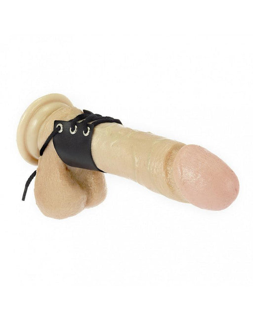 Rimba - Leren Penis Strap Met Vetersluiting - Verstelbaar - Zwart-Erotiekvoordeel.nl