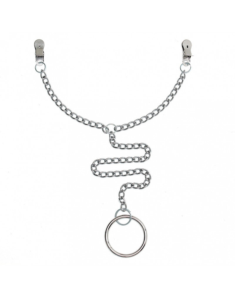 Rimba - Metal Nipple Clamps with Chain and Scrotum Ring Ø 50 mm - Laced-up.nl