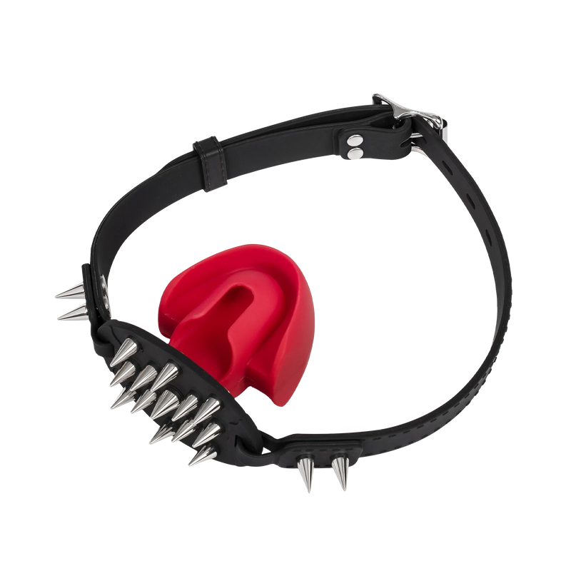 Rimba - Mondknevel met Bit en Studs — Zwart/Rood-Erotiekvoordeel.nl
