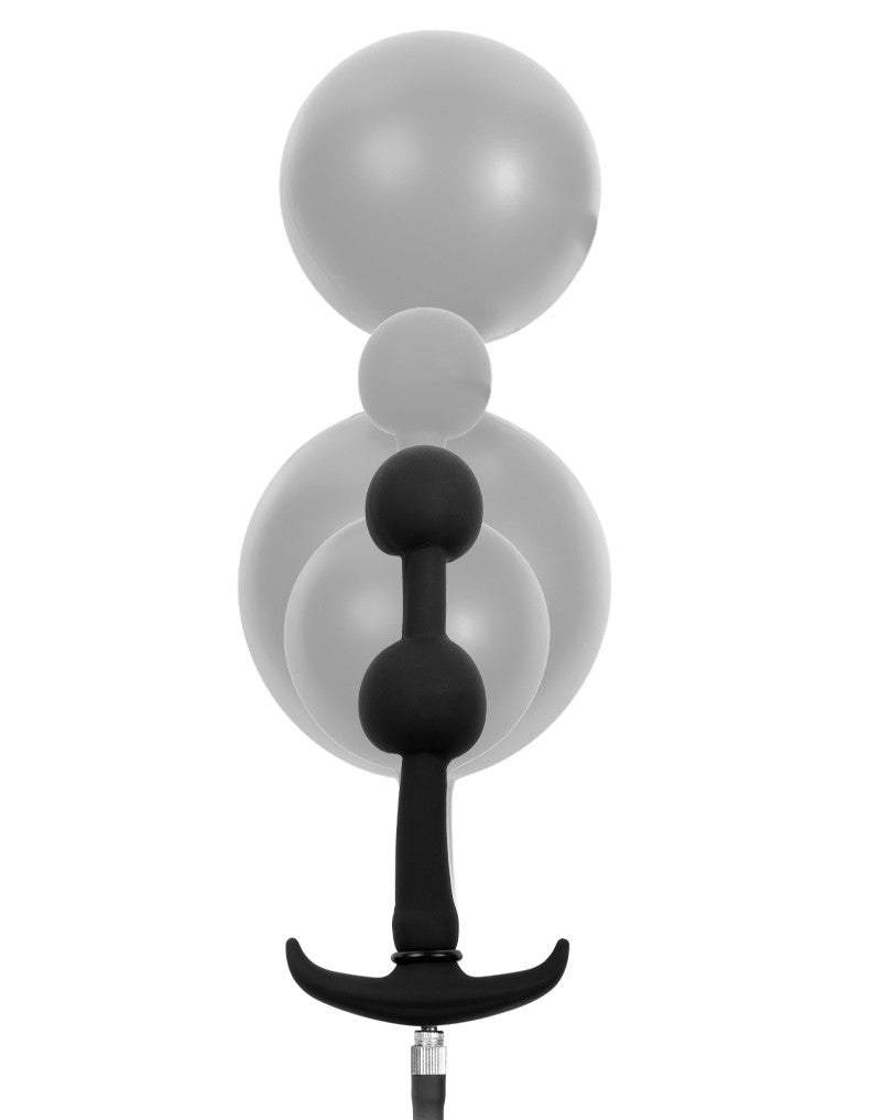 Rimba - Opblaasbare Anaalplug met Dubbele Ballon en Pomp - Siliconen - Zwart-Laced-up.nl