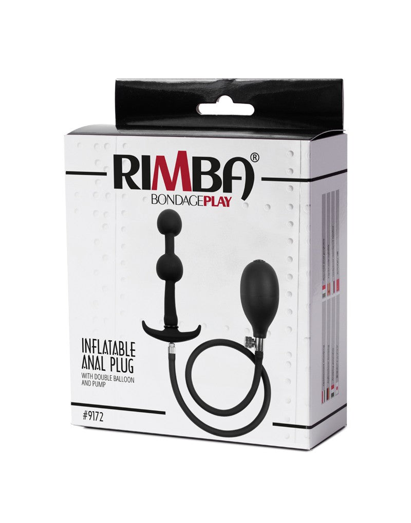 Rimba - Opblaasbare Anaalplug met Dubbele Ballon en Pomp - Siliconen - Zwart-Laced-up.nl