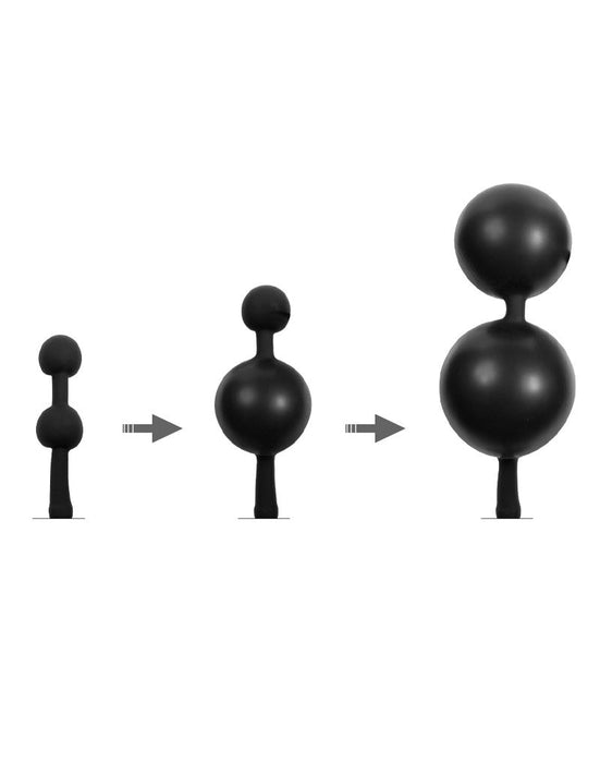 Rimba - Opblaasbare Anaalplug met Dubbele Ballon en Pomp - Siliconen - Zwart-Laced-up.nl