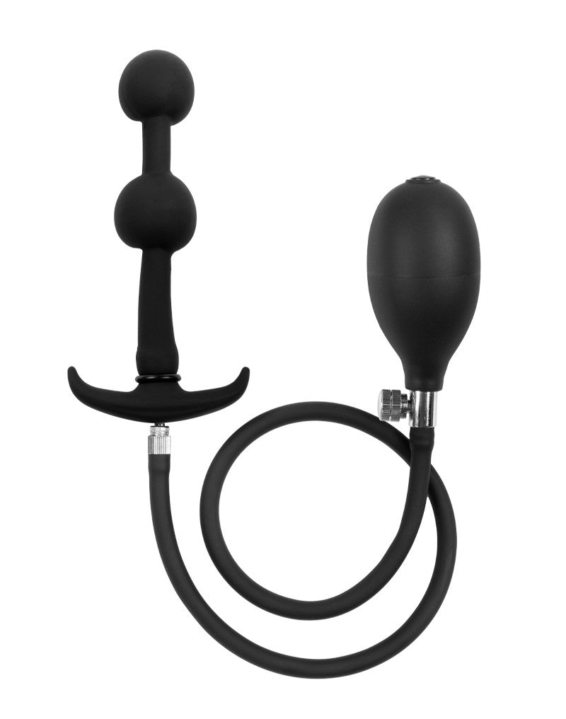 Rimba - Opblaasbare Anaalplug met Dubbele Ballon en Pomp - Siliconen - Zwart-Laced-up.nl