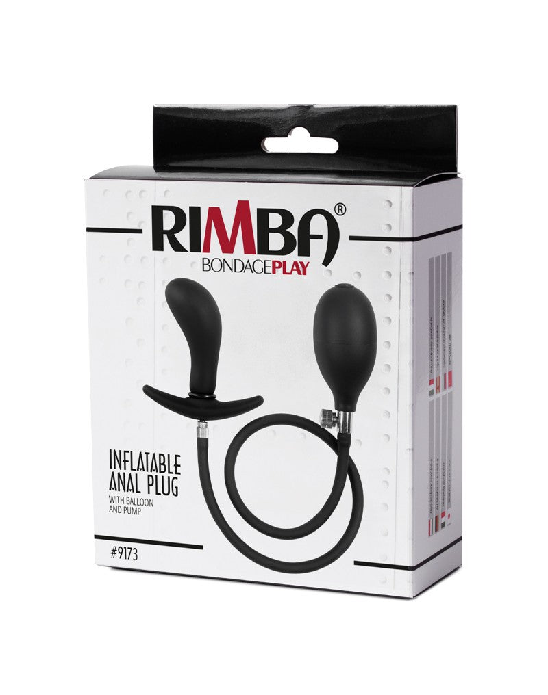 Rimba - Opblaasbare Gebogen Anaalplug met Pomp - Siliconen - Zwart-Laced-up.nl
