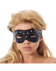 Rimba - Open-Eye Leather Blindfold with Decorative Rivets - Laced-up.nl