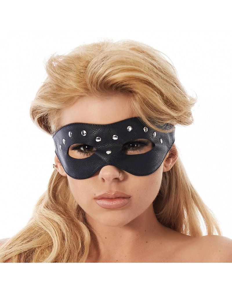 Rimba - Open-Eye Leather Blindfold with Decorative Rivets - Laced-up.nl