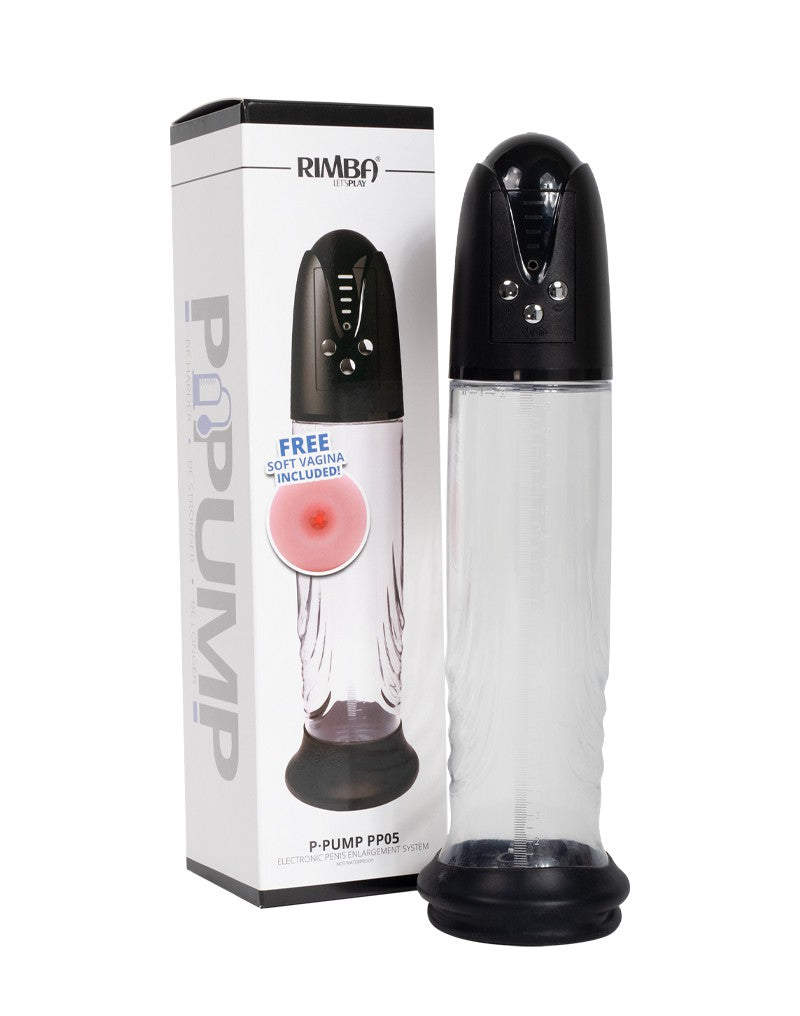 Rimba - P Pump PP05 - Elektronische Penispomp met Vagina Sleeve - Zwart-Laced-up.nl