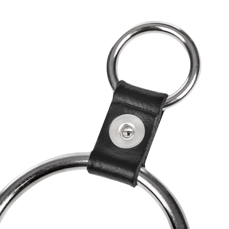 Rimba - Penisring met bevestigingsringen - Zilver & Zwart-Erotiekvoordeel.nl