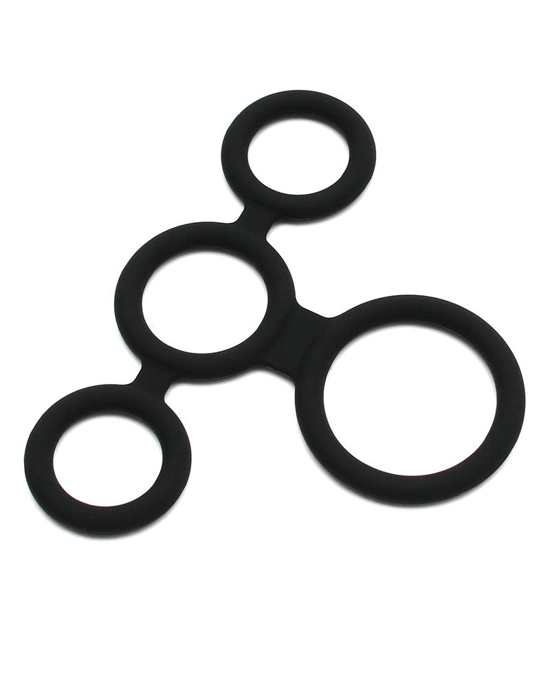 Rimba - Quatro - Cockring En Ball Splitter - Zwart-Laced-up.nl