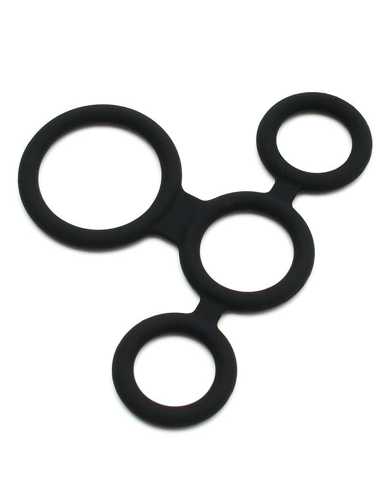 Rimba - Quatro - Cockring En Ball Splitter - Zwart-Laced-up.nl