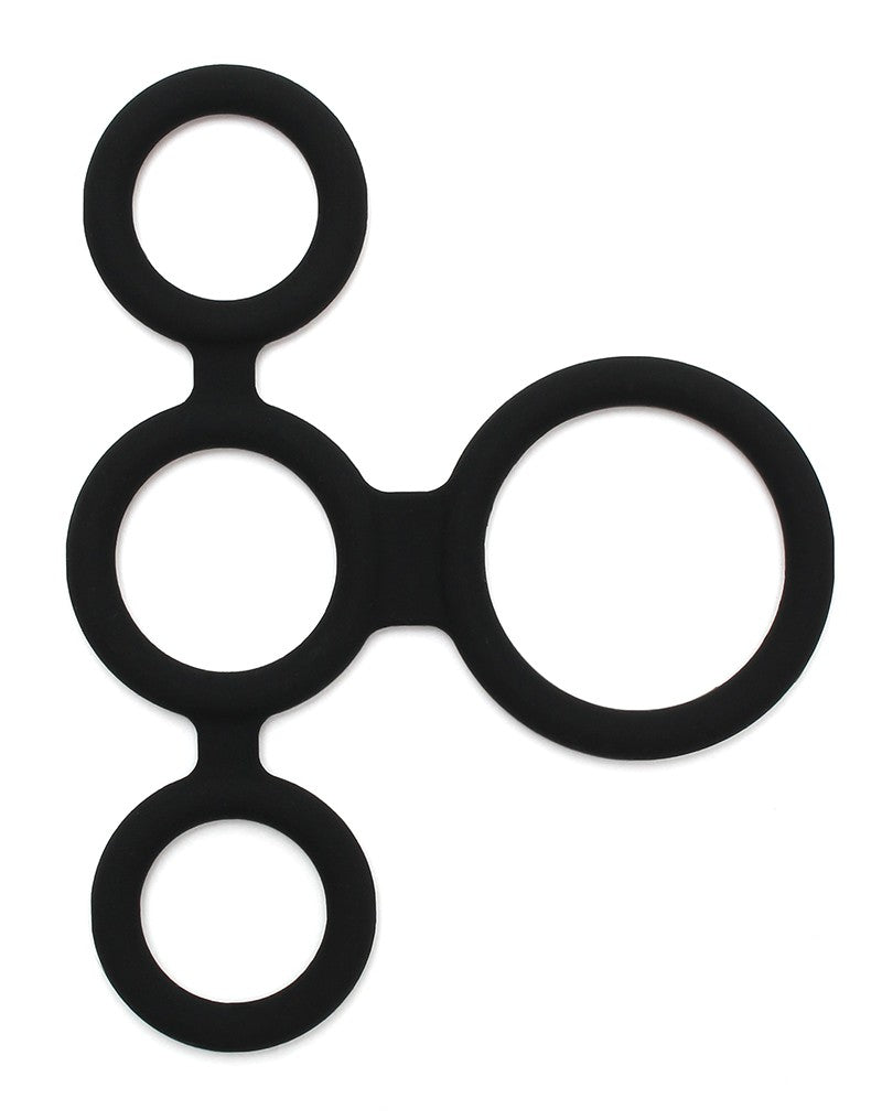 Rimba - Quatro - Cockring En Ball Splitter - Zwart-Laced-up.nl