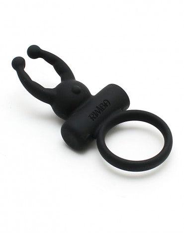 Rimba - Rome - Vibrerende Cockring Met clitoris stimulatie - Zwart-Laced-up.nl