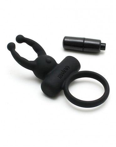 Rimba - Rome - Vibrerende Cockring Met clitoris stimulatie - Zwart-Laced-up.nl