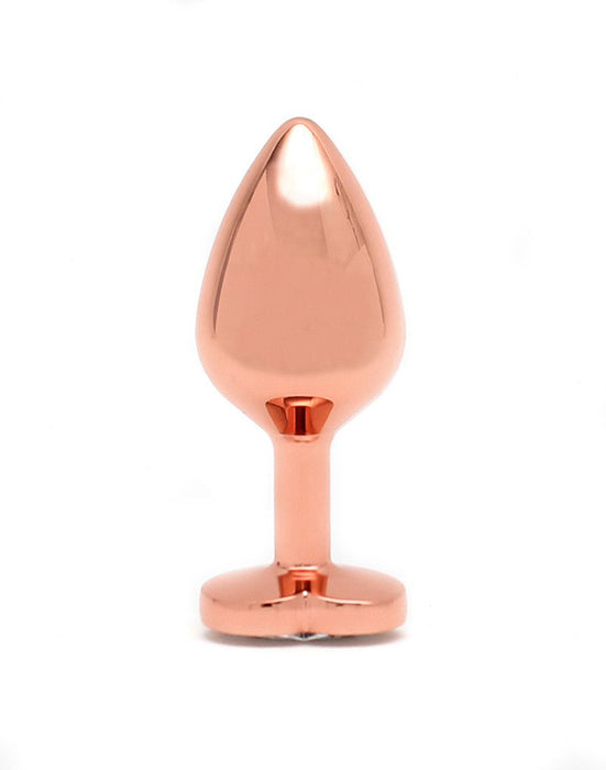 Rimba - Rosé Gouden Aluminium Buttplug Met Hartvormig Kristal-Laced-up.nl