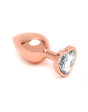 Rimba - Rosé Gouden Aluminium Buttplug Met Hartvormig Kristal-Laced-up.nl