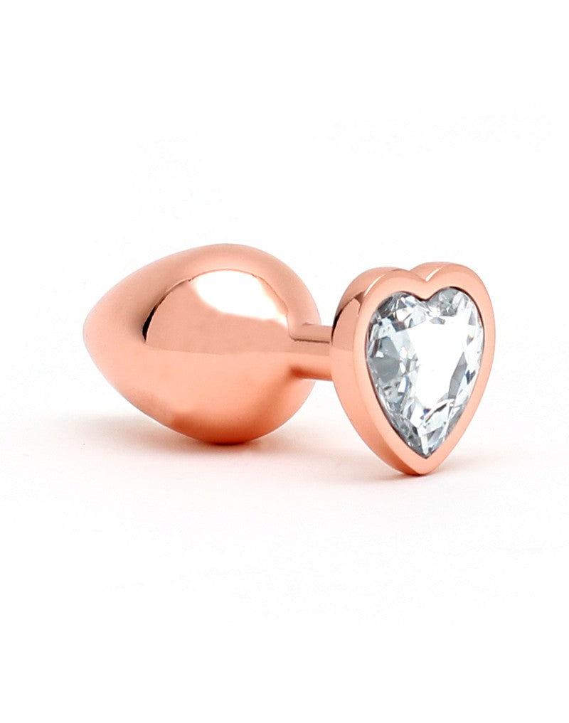 Rimba - Rosé Gouden Aluminium Buttplug Met Hartvormig Kristal-Laced-up.nl