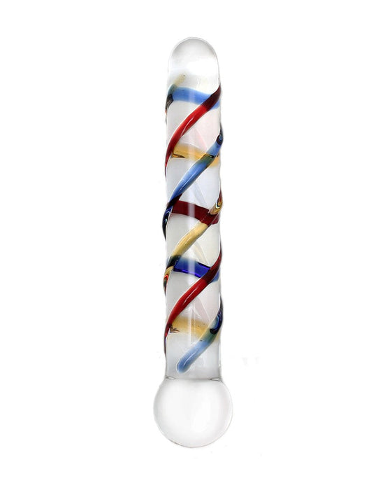 Rimba - Sensual Glass - Glazen Dildo Rachella - Transparant/Rood/Blauw/Geel-Laced-up.nl