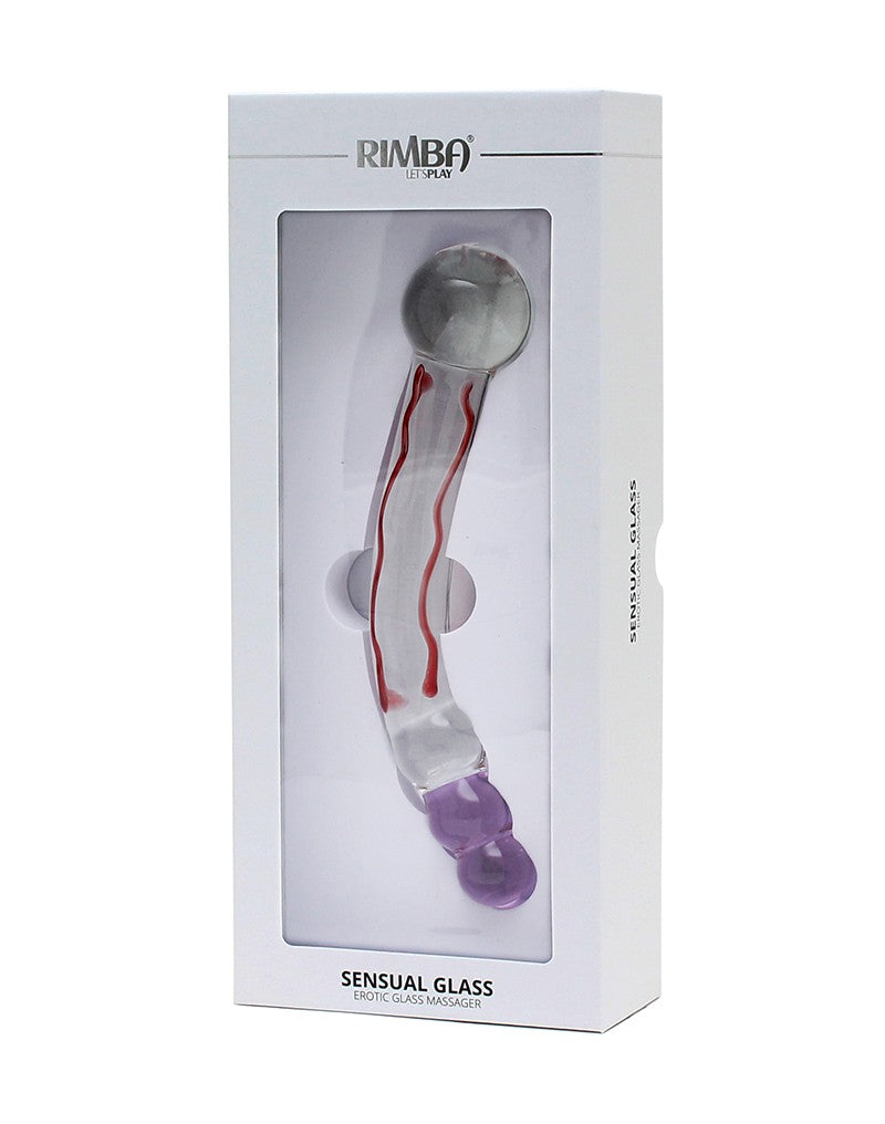 Rimba - Sensual Glass - Glazen Dildo Tania - Transparant/Rood/Lila-Laced-up.nl