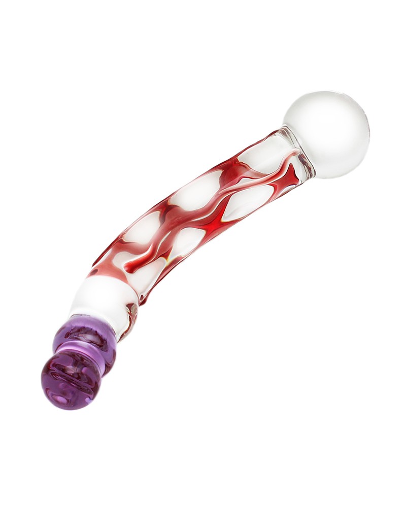 Rimba - Sensual Glass - Glazen Dildo Tania - Transparant/Rood/Lila-Laced-up.nl