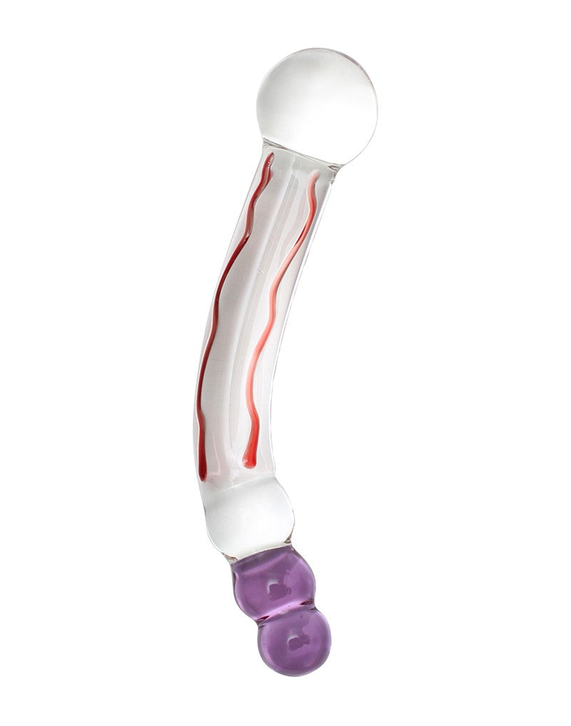 Rimba - Sensual Glass - Glazen Dildo Tania - Transparant/Rood/Lila-Laced-up.nl