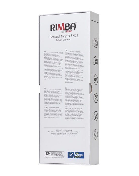 Rimba - Sensual Nights SN03 - Rabbit Vibrator - Zwart-Laced-up.nl