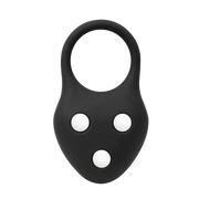 Rimba - Siliconen Ball Stretcher met Drie Metalen Kogeltjes - 110 gr - Zwart-Erotiekvoordeel.nl