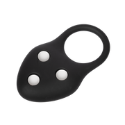 Rimba - Siliconen Ball Stretcher met Drie Metalen Kogeltjes - 110 gr - Zwart-Erotiekvoordeel.nl