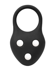 Rimba - Siliconen Ball Stretcher met Drie Metalen Kogeltjes - 110 gr - Zwart-Erotiekvoordeel.nl