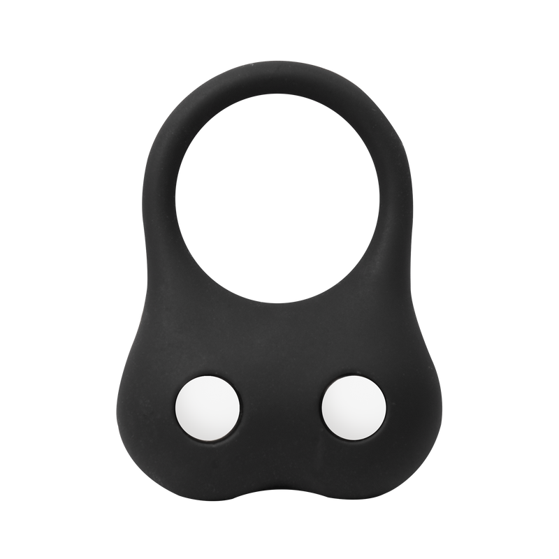 Rimba - Siliconen Ball Stretcher met Twee Metalen Kogeltjes - 70 gram - Zwart-Erotiekvoordeel.nl