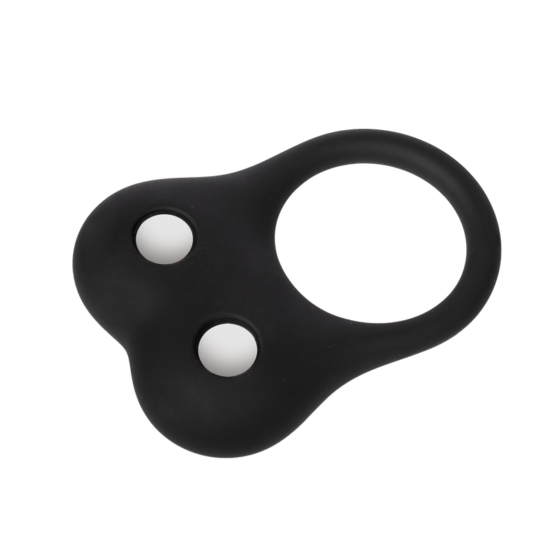 Rimba - Siliconen Ball Stretcher met Twee Metalen Kogeltjes - 70 gram - Zwart-Erotiekvoordeel.nl