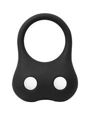 Rimba - Siliconen Ball Stretcher met Twee Metalen Kogeltjes - 70 gram - Zwart-Erotiekvoordeel.nl
