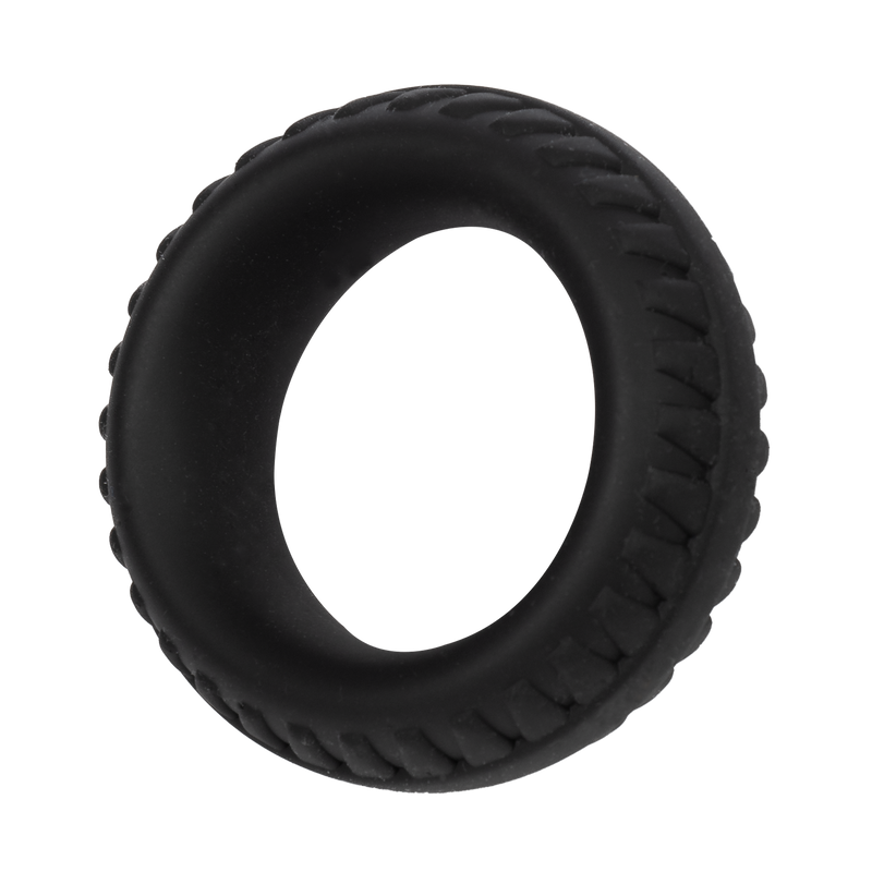 Rimba - Siliconen Cockring met Bandenmotief - Zwart-Erotiekvoordeel.nl
