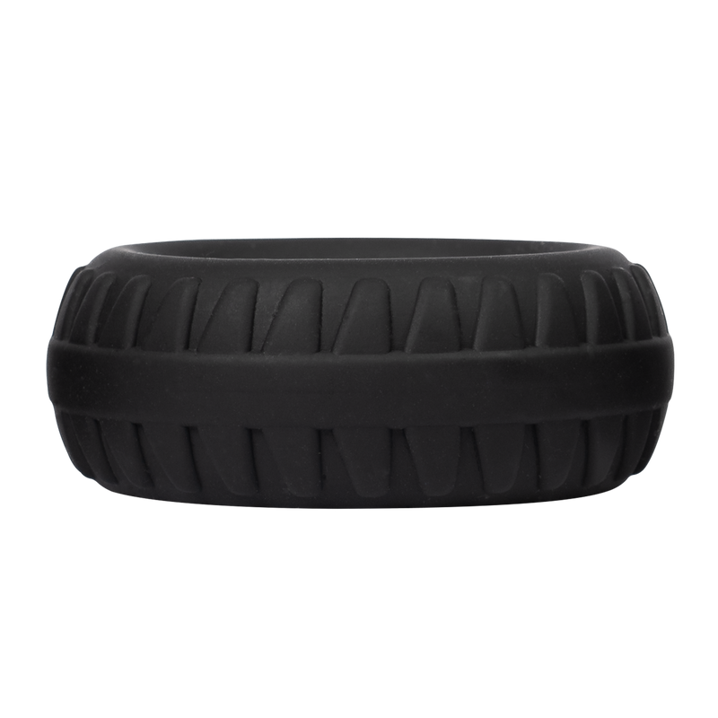 Rimba - Siliconen Cockring met Bandenmotief - Zwart-Erotiekvoordeel.nl