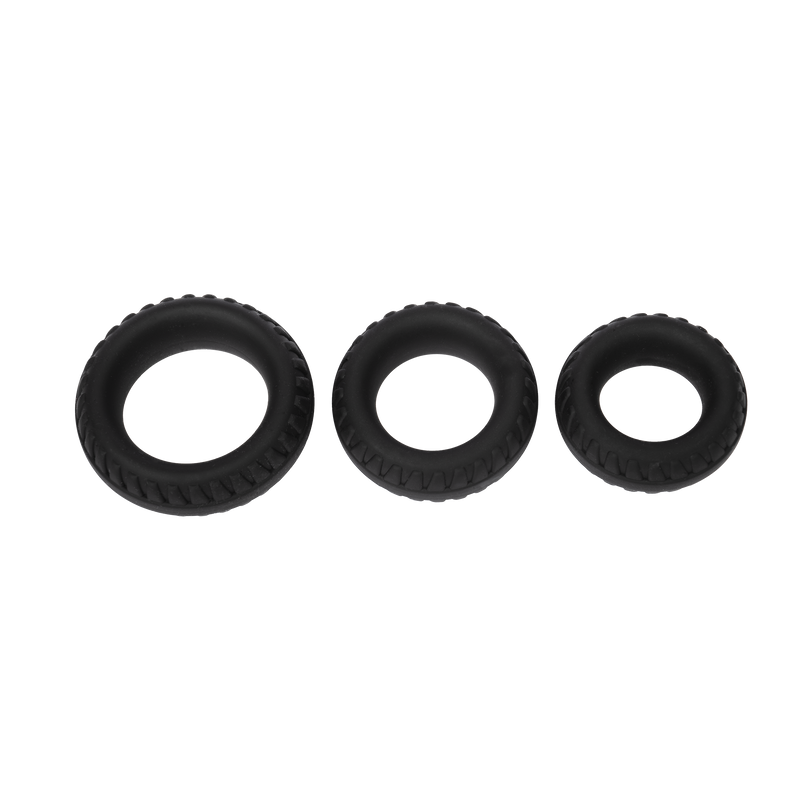 Rimba - Siliconen Cockring met Bandenmotief - Zwart-Erotiekvoordeel.nl
