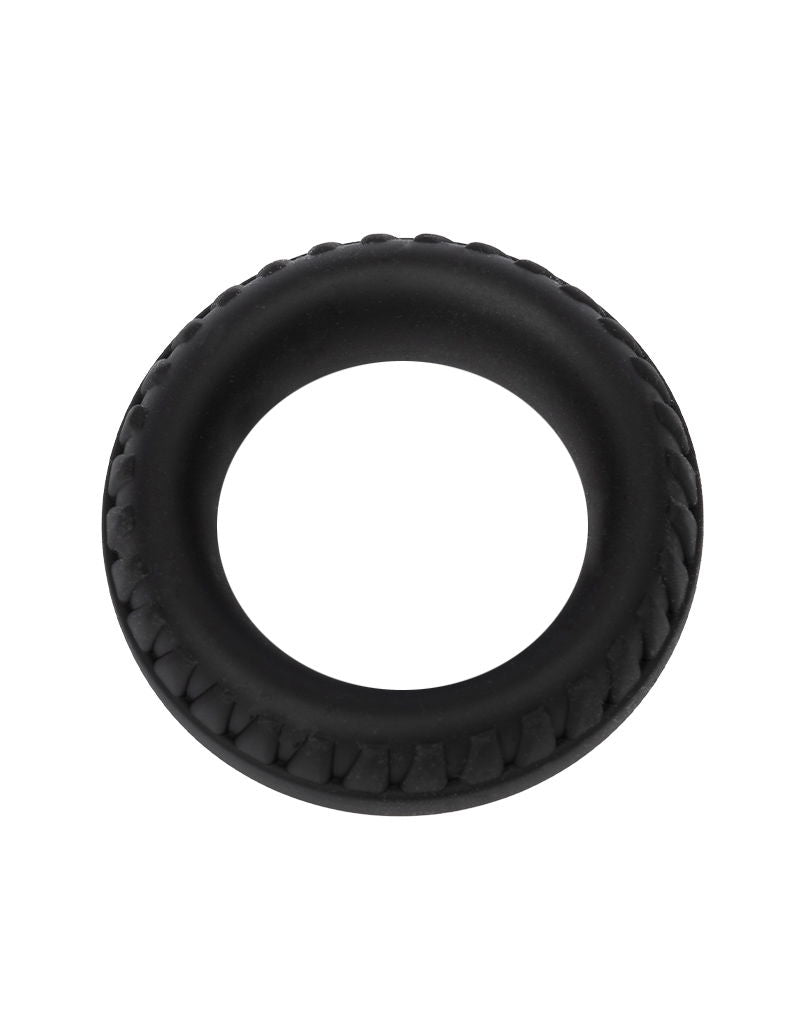 Rimba - Siliconen Cockring met Bandenmotief - Zwart-Erotiekvoordeel.nl